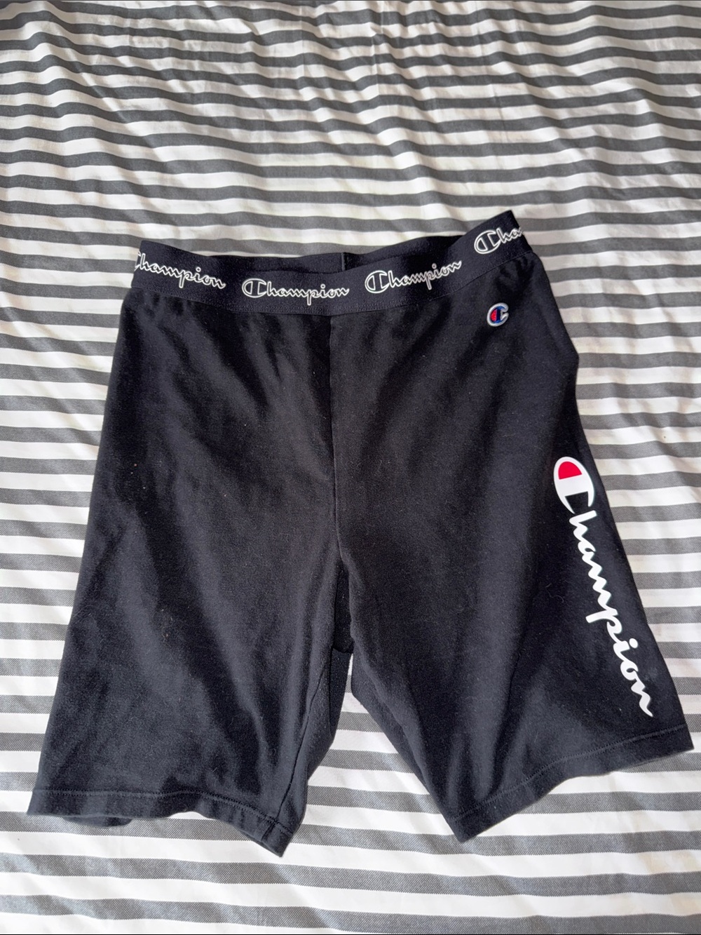 Champion Black Athletic Logo Bike Shorts